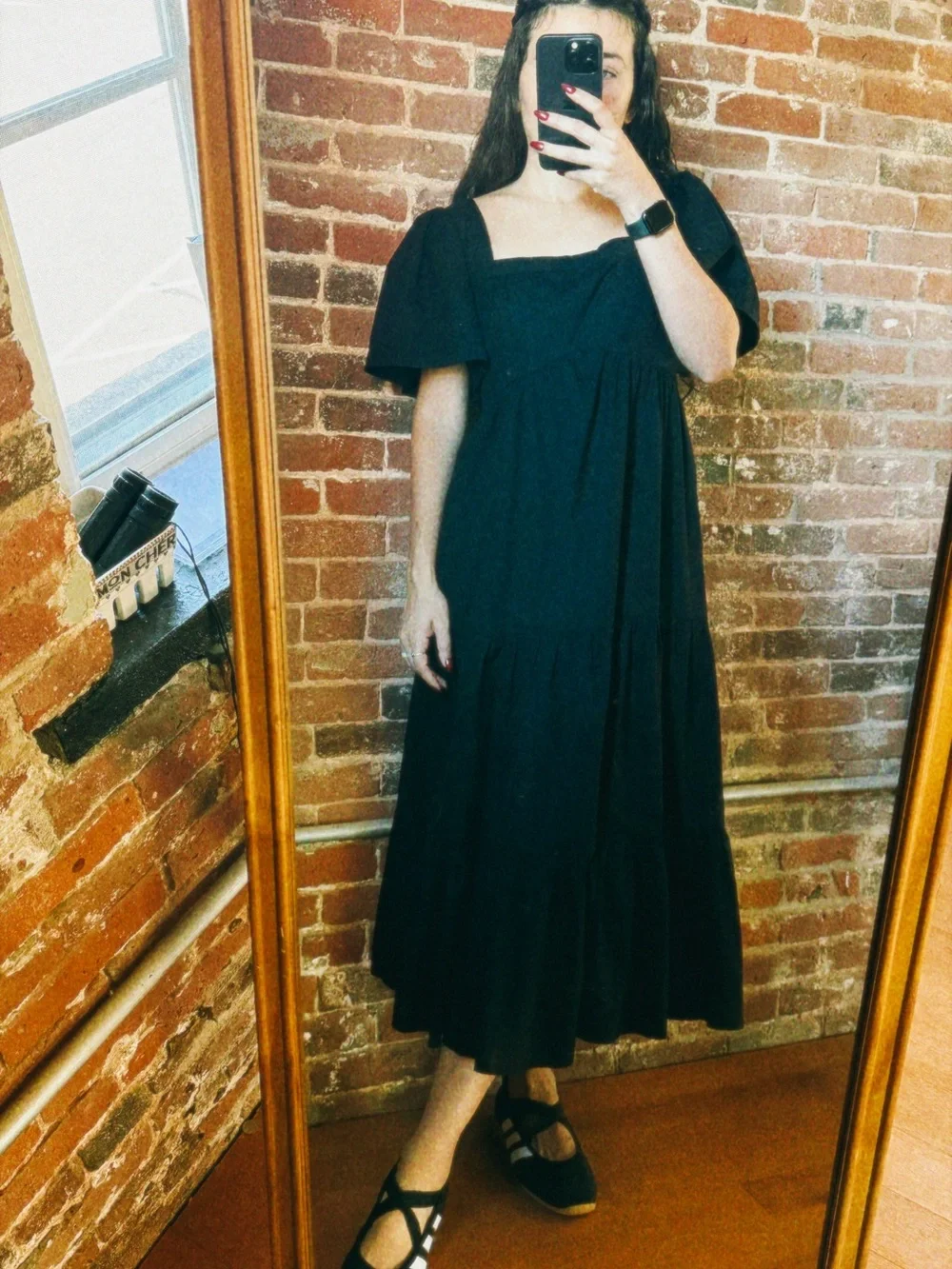 Abercrombie & Fitch Black Maxi Puff-Sleeve Dress